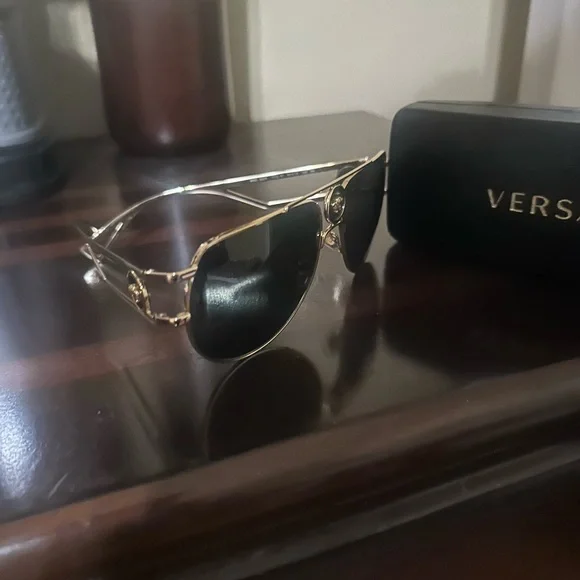 Versace Aviator Sunglasses with Gold Frame